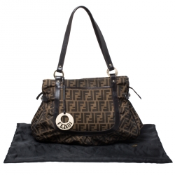 Pre Owned Fendi Tobacco Zucca Canvas and Leather Large Chef Tote