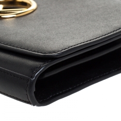 Pre Owned Fendi Black Leather Mini Kan I Crossbody Bag