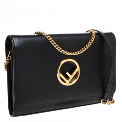 Pre Owned Fendi Black Leather Mini Kan I Crossbody Bag