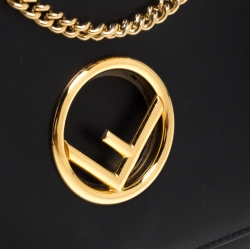 Pre Owned Fendi Black Leather Mini Kan I Crossbody Bag