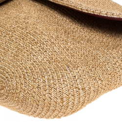 Pre Owned Fendi Red Raffia Small Baguette 