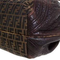 Pre Owned Fendi Tobacco Zucca Canvas and Leather Spy Bag