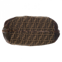 Pre Owned Fendi Tobacco Zucca Canvas and Leather Spy Bag