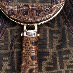 Pre Owned Fendi Tobacco Zucca Canvas and Leather Spy Bag