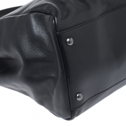 Pre Owned Fendi Black Leather Large Peekaboo Top Handle Bag