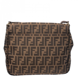 Pre Owned Fendi Tobacco Zucca Canvas and Leather Crossbody Bag