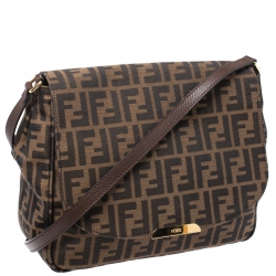 Pre Owned Fendi Tobacco Zucca Canvas and Leather Crossbody Bag