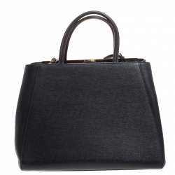 Pre Owned Fendi Black Leather Medium 2jours Tote