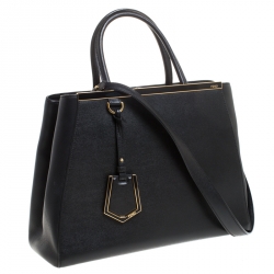 Pre Owned Fendi Black Leather Medium 2jours Tote