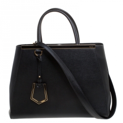 Pre Owned Fendi Black Leather Medium 2jours Tote