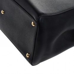 Pre Owned Fendi Black Leather Medium 2jours Tote