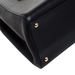 Pre Owned Fendi Black Leather Medium 2jours Tote