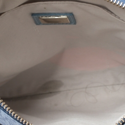 Pre Owned Fendi Light Blue Zucchino Canvas Crossbody Bag