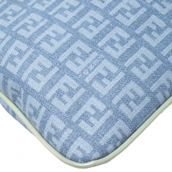 Pre Owned Fendi Light Blue Zucchino Canvas Crossbody Bag