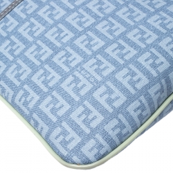 Pre Owned Fendi Light Blue Zucchino Canvas Crossbody Bag