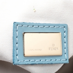 Pre Owned Fendi Light Blue Zucchino Canvas Crossbody Bag