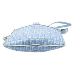 Pre Owned Fendi Light Blue Zucchino Canvas Crossbody Bag