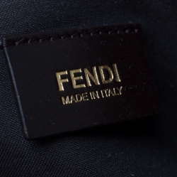 Pre Owned Fendi Tobacco/Pink Pequin Canvas and Leather Roll Tote