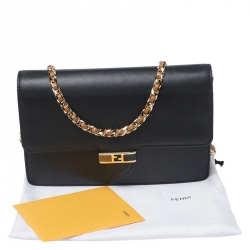 Fendi Black Leather Chain Bag