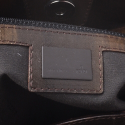 Pre Owned Fendi Brown Zucca Canvas,Leather and Fur Patchwork Shoulder Bag