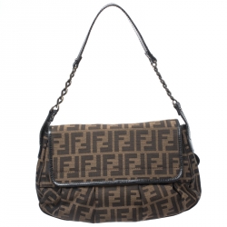 Pre Owned Fendi Tobacco Zucca Canvas B Bis Shoulder Bag