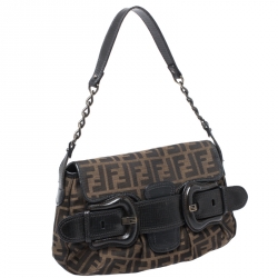 Pre Owned Fendi Tobacco Zucca Canvas B Bis Shoulder Bag