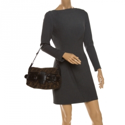 Pre Owned Fendi Tobacco Zucca Canvas B Bis Shoulder Bag