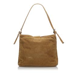 Pre Owned Fendi Brown/Beige Corduroy Shoulder Bag