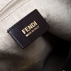 Pre Owned Fendi Tobacco/Black Canvas and Leather Large Pequin Striped Hobo