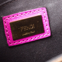 Pre Owned Fendi Magenta/Brown Zucca Canvas and Leather Demi Jour Shoulder Bag