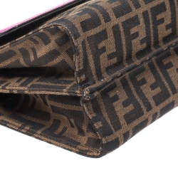 Pre Owned Fendi Magenta/Brown Zucca Canvas and Leather Demi Jour Shoulder Bag