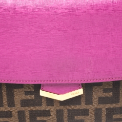 Pre Owned Fendi Magenta/Brown Zucca Canvas and Leather Demi Jour Shoulder Bag