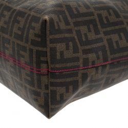 Pre Owned Fendi Tobacco Zucca Coated Canvas Spalmati Roll Shopper Tote