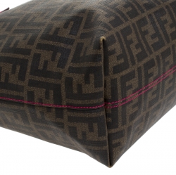 Pre Owned Fendi Tobacco Zucca Coated Canvas Spalmati Roll Shopper Tote