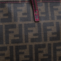 Pre Owned Fendi Tobacco Zucca Coated Canvas Spalmati Roll Shopper Tote