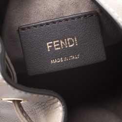 Pre Owned Fendi Taupe Leather Mini Mon Tresor Drawstring Bucket Bag