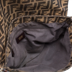 Pre Owned Fendi Tobacco Zucca Canvas and Leather Mia Flap Bag