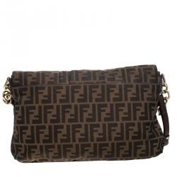 Pre Owned Fendi Tobacco Zucca Canvas and Leather Mia Flap Bag
