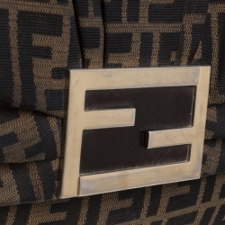 Pre Owned Fendi Tobacco Zucca Canvas and Leather Mia Flap Bag