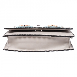 Pre Owned Fendi Beige Leather Hypnoteyes Chain Clutch