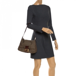 Pre Owned Fendi Tobacco Zucca Canvas Big Mama Forever Shoulder Bag