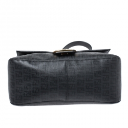 Pre Owned Fendi Black Zucchino Canvas and Leather Mama Forever Shoulder Bag