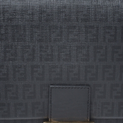 Pre Owned Fendi Black Zucchino Canvas and Leather Mama Forever Shoulder Bag