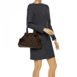 Pre Owned Fendi Brown Canvas Small Zucca Chef De Jour Bag