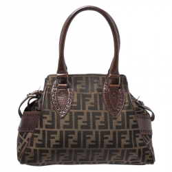 Pre Owned Fendi Brown Canvas Small Zucca Chef De Jour Bag