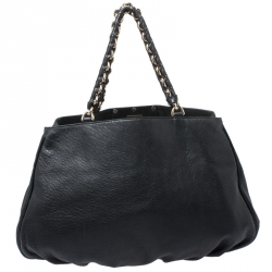 Pre Owned Fendi Black Pebbled Leather Large Mia Shoulder Bag