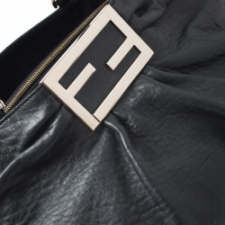 Pre Owned Fendi Black Pebbled Leather Large Mia Shoulder Bag