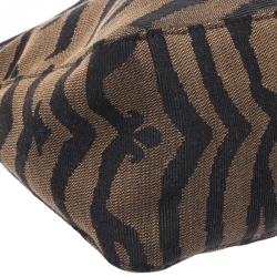 Pre Owned Fendi Brown/Black Tiger Print Canvas Shoulder Bag