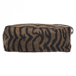 Pre Owned Fendi Brown/Black Tiger Print Canvas Shoulder Bag