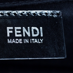 Pre Owned Fendi Black/Silver Textured Leather Small Demi Jour Top Handle Bag